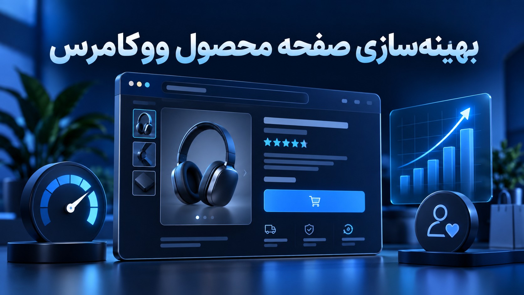 نمای گرافیکی بهینهسازی صفحه محصول ووکامرس برای افزایش نرخ تبدیل و فروش